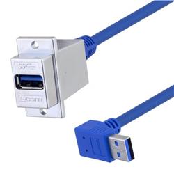 USB 3.0 A型耦合器线缆，面板安装式母头/公头90度上出线，50英寸（127厘米）的图片