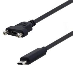 USB Type C Male to USB Type C female panel mount length 2M的图片