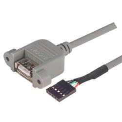 USB 2.0 线缆, A型面板安装母头 / 5插脚母头, 3m, 灰色的图片